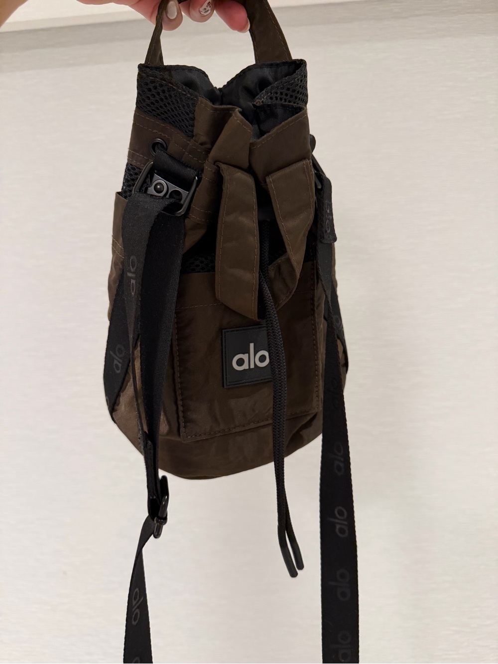 ALO Yoga Dark Brown mini bucket Drawstring Sling